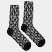 Zwart-wit geometrische art deco print sokken (Rechts)