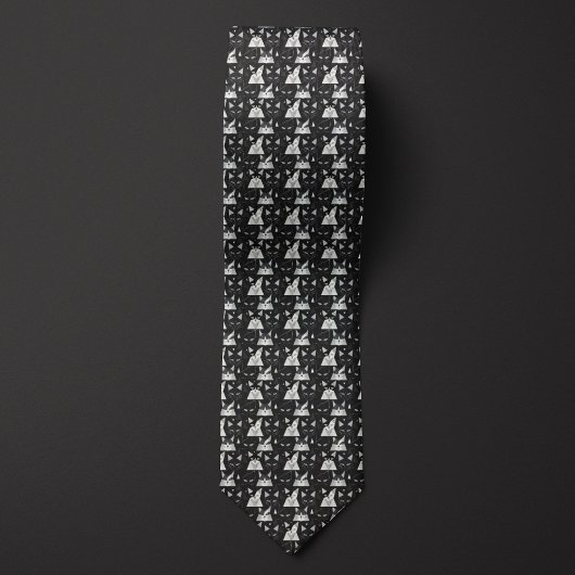 Zwart-wit geometrische katten stropdas