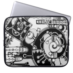 Zwart-wit geometrische kunst 4 laptop sleeve