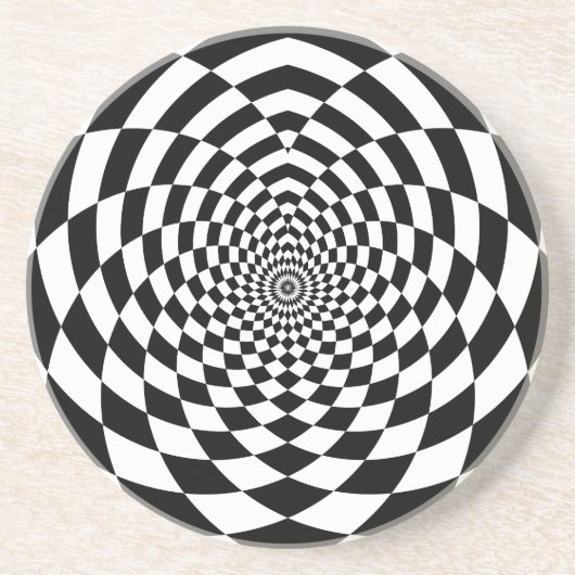 Zwart-wit geometrische kunst zandsteen onderzetter (Voorkant)