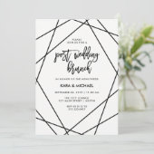 Zwart-wit geometrische post bruiloft brunch kaart (Staand voorkant)