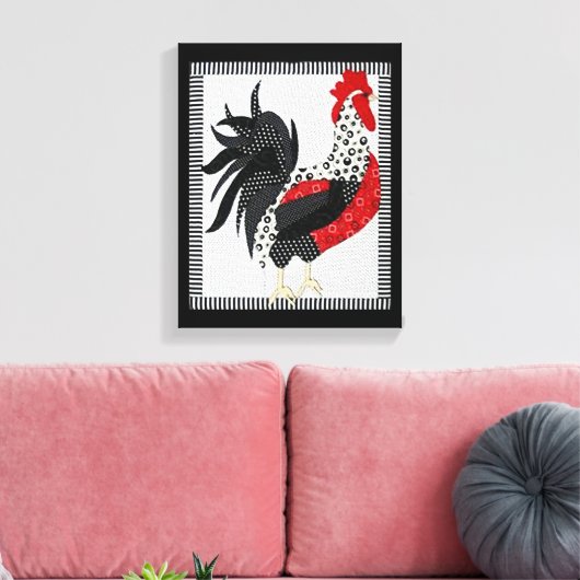 Zwart-wit Geometrische Rooster 11" x 14" Canvas Afdruk (Insitu (Woonkamer))