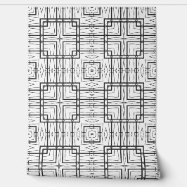 Zwart-wit geometrische vierkanten Vinyl Behang