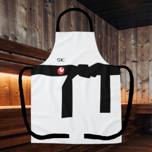 Zwart Wit Gepersonaliseerd Aziatische Stijl Unisex Schort