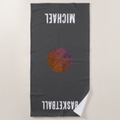 Zwart-wit gepersonaliseerd basketbal strandlaken (Voorkant)