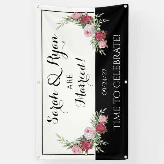 Zwart & Wit Gepersonaliseerd (Dag van) Bruiloft Ba Spandoek (Verticaal)