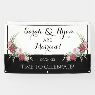 Zwart & Wit Gepersonaliseerd (Dag van) Bruiloft Ba Spandoek