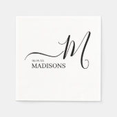 Zwart-wit gepersonaliseerd monogram en naam Nap Servet (Voorkant)