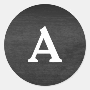 Zwart-wit gepersonaliseerd monogram envelop ronde sticker