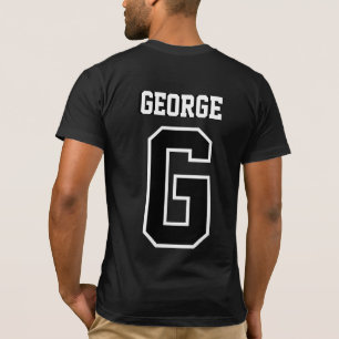 Zwart Wit Gepersonaliseerd Monogram T-shirt voor H