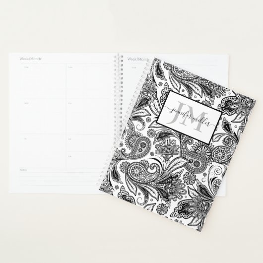 Zwart-wit, gepersonaliseerd planner (Display)