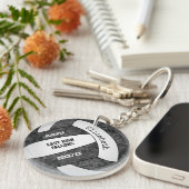 Zwart Wit Gepersonaliseerd Team Spirit Volleybal Sleutelhanger (Voorkant Rechts)