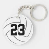Zwart Wit Gepersonaliseerd Team Spirit Volleybal Sleutelhanger (Achterkant)