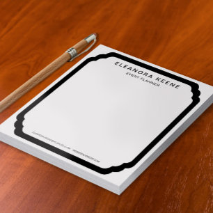 Zwart-wit gepersonaliseerd zakelijk briefpapier notitieblok