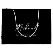 Zwart & Wit Gepersonaliseerde Bruiloft Party Naam  Groot Cadeauzakje (Achterkant)