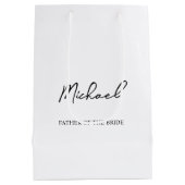 Zwart & Wit Gepersonaliseerde Bruiloft Party Naam  Medium Cadeauzakje (Achterkant)