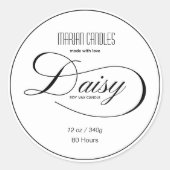 Zwart-wit gepersonaliseerde Daisy Candle Label (Voorkant)
