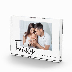 Zwart Wit Gepersonaliseerde Familiefoto met Namen Fotoblokken