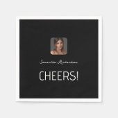 Zwart Wit Gepersonaliseerde Foto Naam Script Mini Servet (Voorkant)