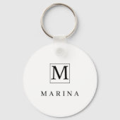 Zwart-wit gepersonaliseerde initiaal naam sleutelhanger (Voorkant)