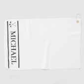 Zwart-wit gepersonaliseerde naam golfhanddoek (Horizontaal)