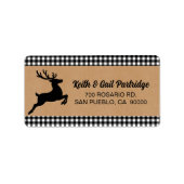 Zwart & Wit Geplaagd Rendier Kerstmis Custom Etiket (Voorkant)