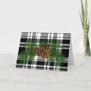 Zwart-wit geplakt met Pine-cone-detail Kaart