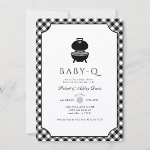 Zwart-wit geruit Baby Q Baby Shower Kaart