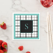 Zwart, Wit, Geruit, Groen Elegant, Chic, Modern Servet (Insitu)