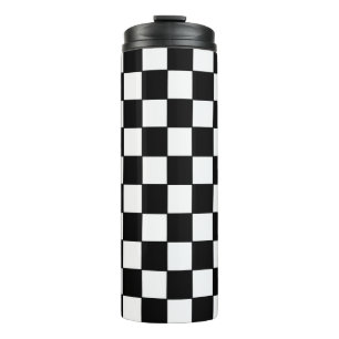 Zwart-wit Geruit Klassiek Patroon Thermosbeker