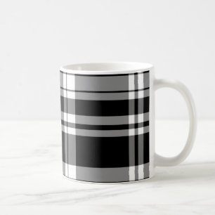 Zwart-wit geruit koffiemok