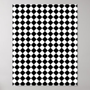 Zwart-wit geruit ontwerp poster