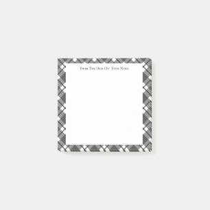 Zwart-wit geruit patroon bewerkbare stickies post-it® notes