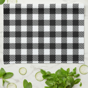 Zwart-wit geruit patroon Buffalo Plaid Theedoek
