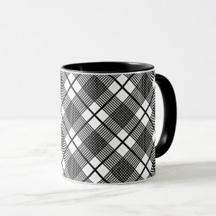 Zwart-wit geruit patroon Little Glen koffiemok M Mok