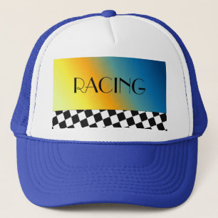 Zwart-wit geruit raceontwerp trucker pet