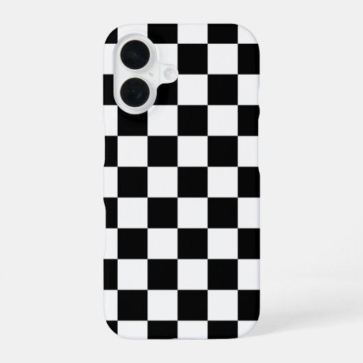 Zwart wit geruit schaakbord iPhone 16 hoesje (Achterkant)