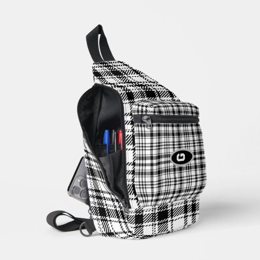 Zwart-wit geruit sling bag (Open)