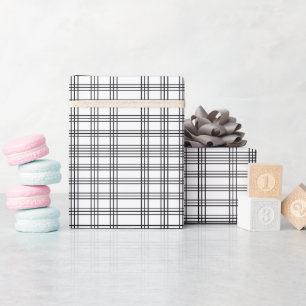 Zwart-wit geruit tartan cadeaupapier