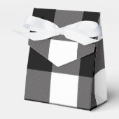 Zwart & Wit geruit vierkant Buffalo Plaid Bedankdoosjes (Voorkant Zijde)