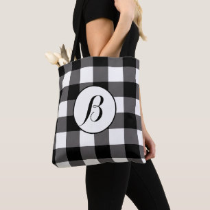 Zwart & Wit Geruit Vierkant Buffalo Plaid Draagtas