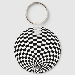 Zwart/Wit Geruit Wereldbol Thunder_Cove Sleutelhanger