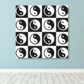 Zwart Wit geruit Yin-yang Zen Blok Print (Insitu (Houten vloer))