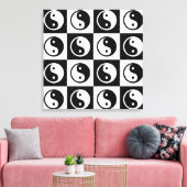 Zwart Wit geruit Yin-yang Zen Blok Print (Insitu (Woonkamer))