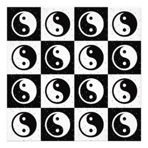 Zwart Wit geruit Yin-yang Zen Blok Print Foto Afdruk