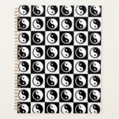 Zwart Wit geruit Yin-yang Zen Blok Print Planner (Voorkant)