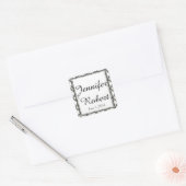 Zwart-wit geruite bruiloft envelop afdichting vierkante sticker (Envelop)