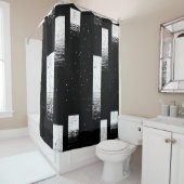 Zwart-wit geruite douchegordijn stijl 3 (In situ)