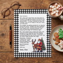 Zwart-wit geruite gepersonaliseerde brief van Sint