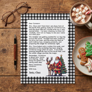 Zwart-wit geruite gepersonaliseerde brief van Sint